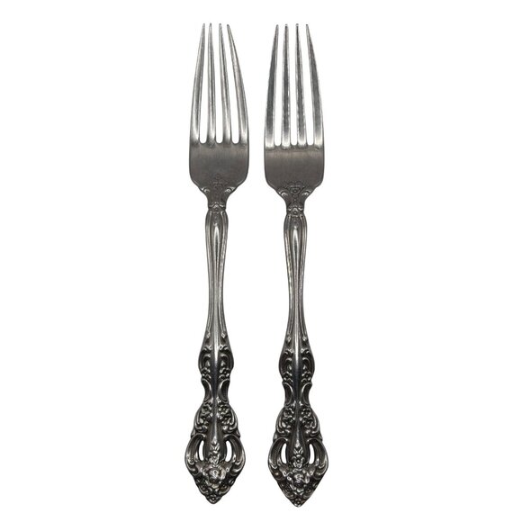 Oneida Michelangelo Stainless Steel Heirloom Glossy Floral Pattern Dinner Fork S - Picture 3 of 5